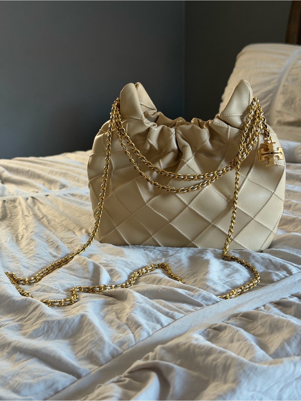 Tory Burch Mini Fleming Soft Quilted Hobo Bag with Gold Chain - Picture 8 of 14